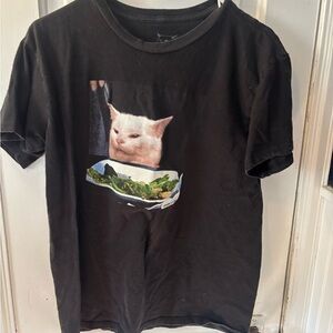 Black Smudge Lord Meme Tshirt Vital Lady Yelling at Cat Design